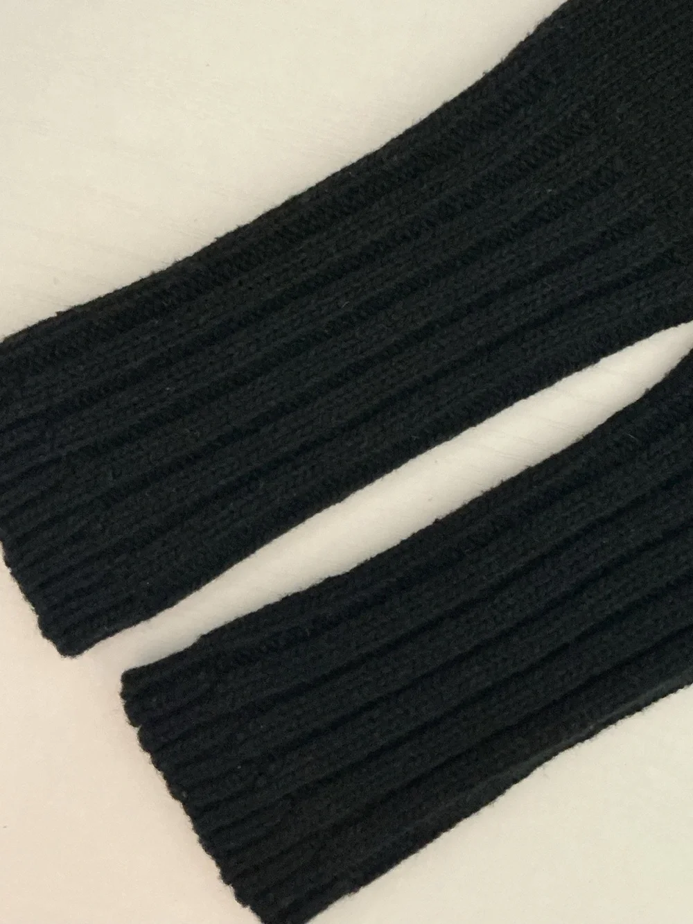 Cozy Black Knit Fingerless Gloves / Arm Warmers with Thumb Hole